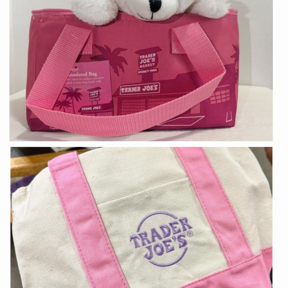 Pink bundles- Trader Joe's Pink mini Insulated Tote Bag and canvas mini tote